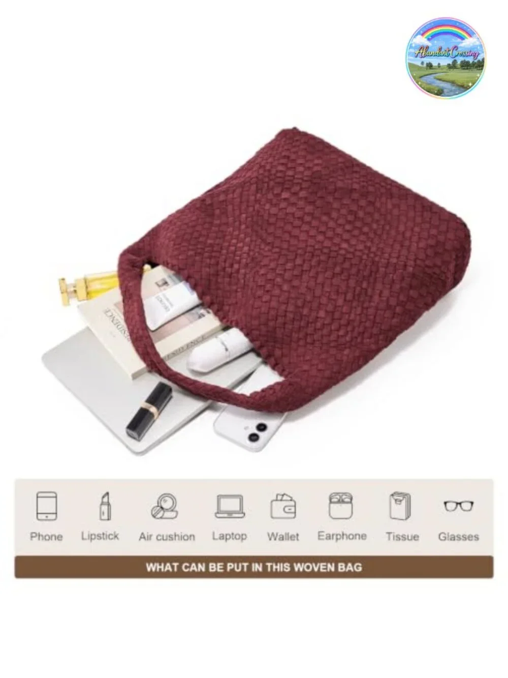 Woven Leather Tote Bag for Women Large Handbag with Clutch